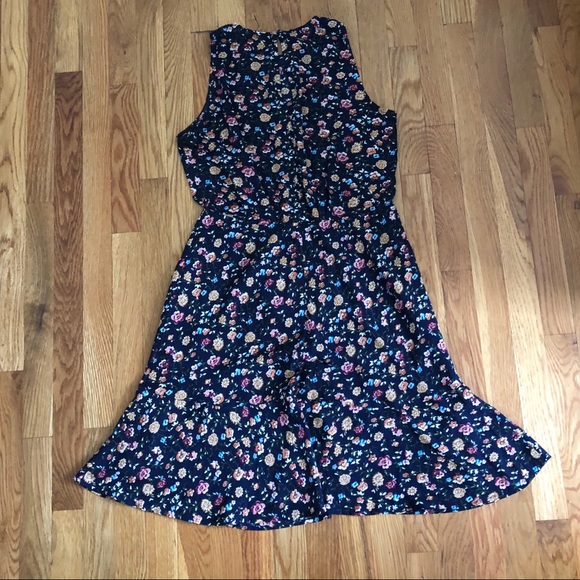 J.Crew Mercantile Ruched Waist Dress Navy Floral - Picture 5 of 6